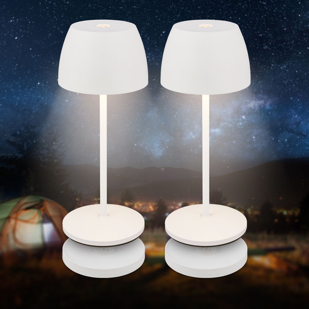 Briloner Serina Mini LED Tischlampe kabellos IP44, Dimmbar, Ladestation, Weiß