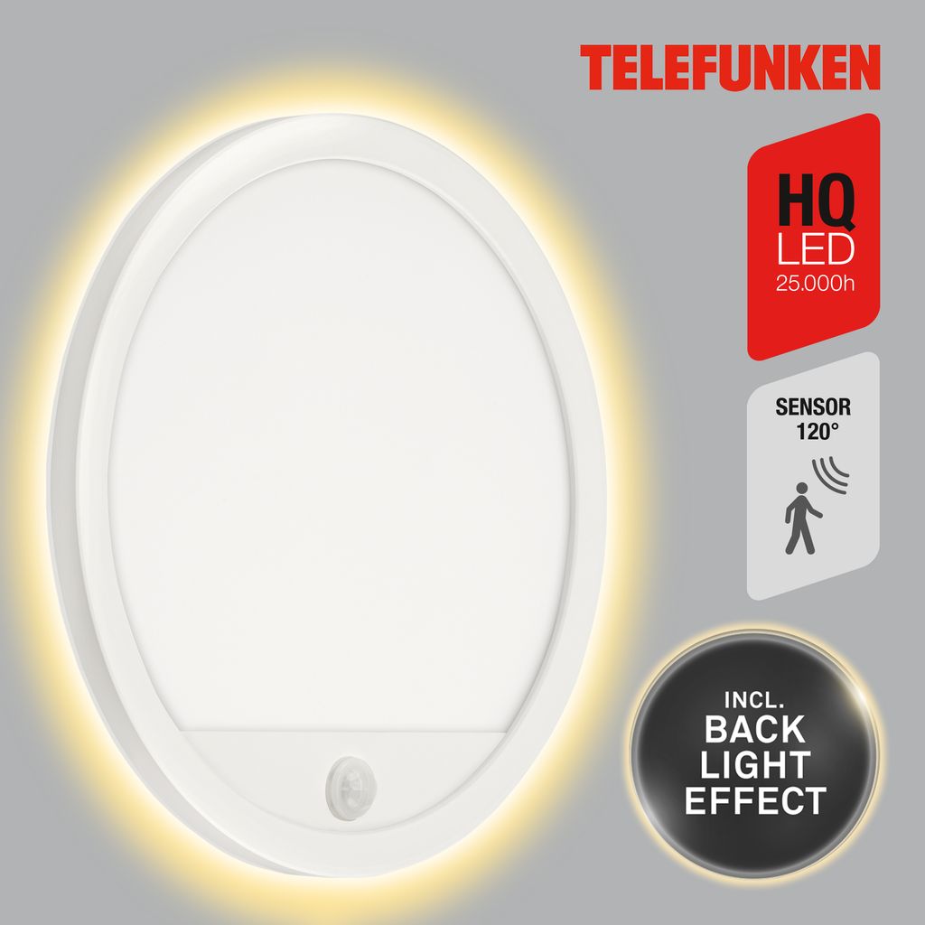 TELEFUNKEN LED Außenleuchte Ø 28 cm 15W 2000lm weiß