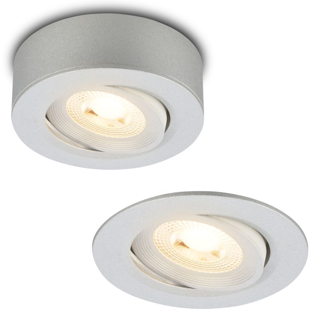 LED Einbaustrahler & Aufbauspot Ø90 mm, Dimmbar, 5W, 230V, Warmweiß, schwenkbar, Chrom-Matt