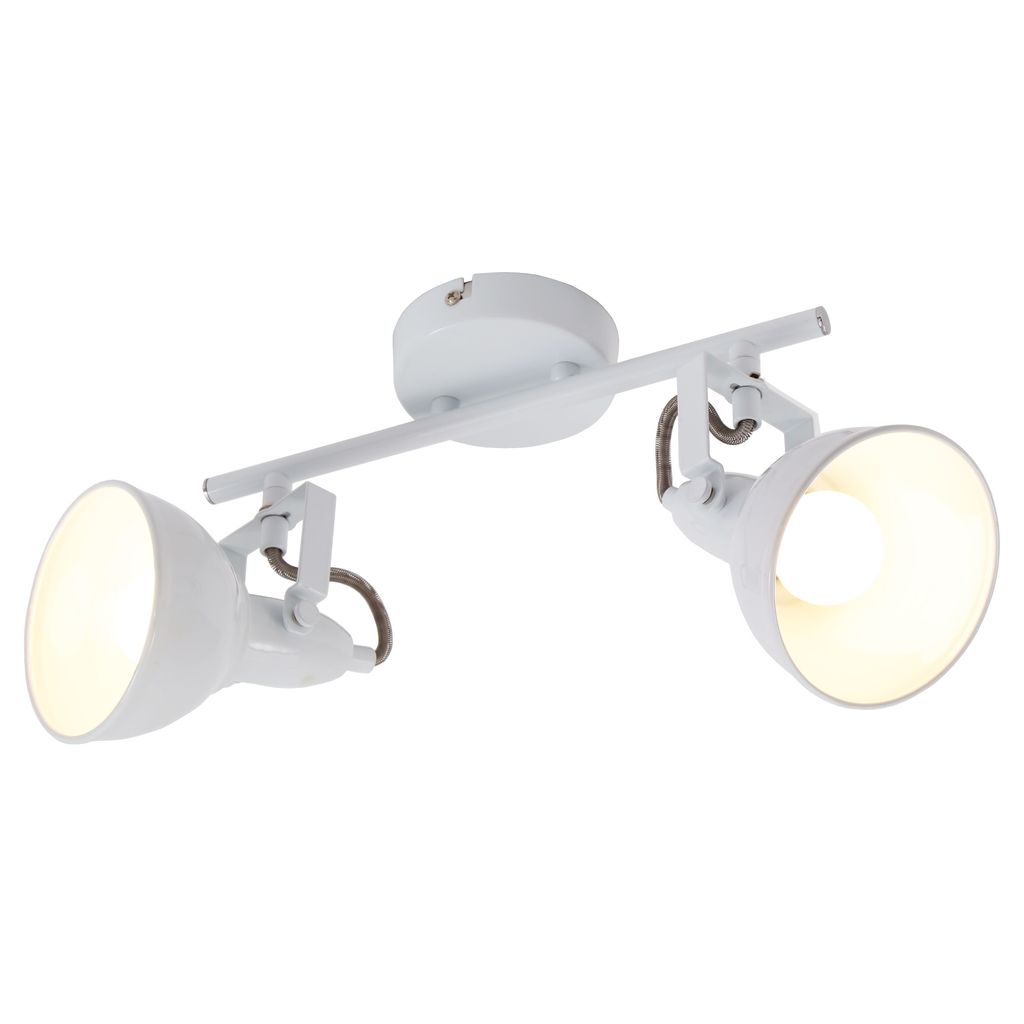 Deckenleuchte Retro 2 dreh-& schwenkbaren 2xE14 Spots 40W Metall Weiß Briloner 3