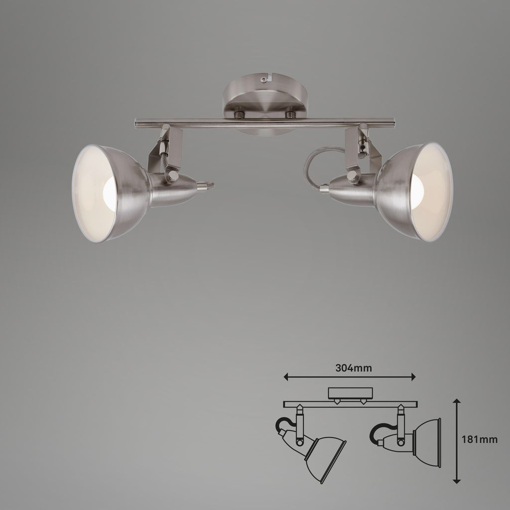 Deckenlampe Spots 2xE14 dreh-&schwenkbar 40W Metall Satin-Weiß Briloner 21
