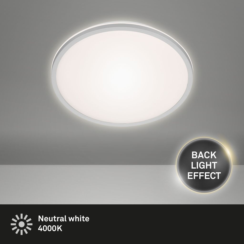 LED Deckenleuchte Backlight 4000K silber Metall-Kunststoff Ø28cm 15W Briloner 3