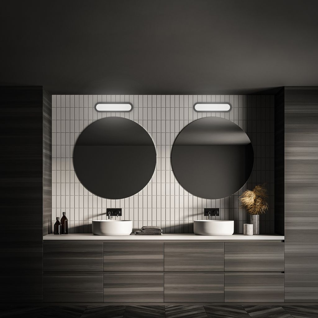 Pil Spiegelleuchte - 10W, 1200lm, LED, Backlight, 35cm, Neutralweiß, Schwarz