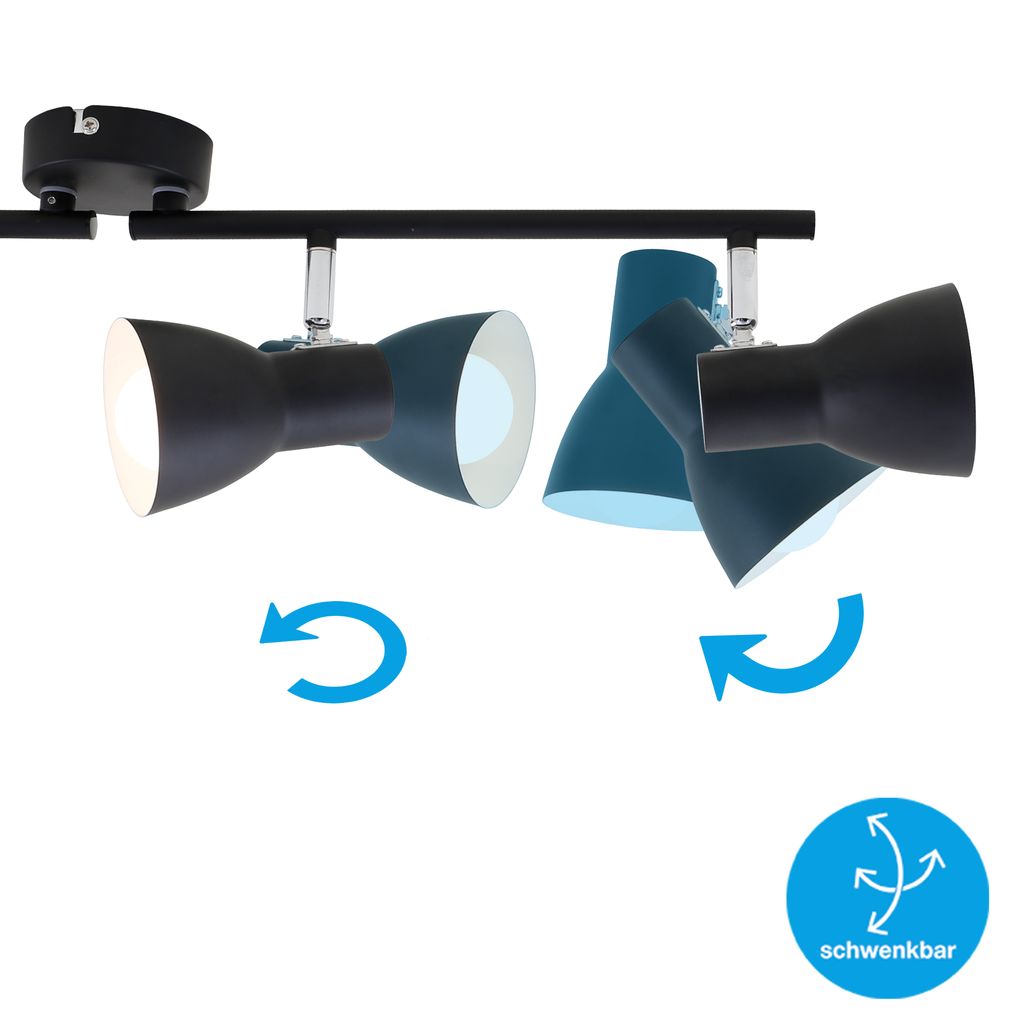 Deckenleuchte Spotleuchte Retro schwenkbar E14 25 W schwarz Metall Briloner 6