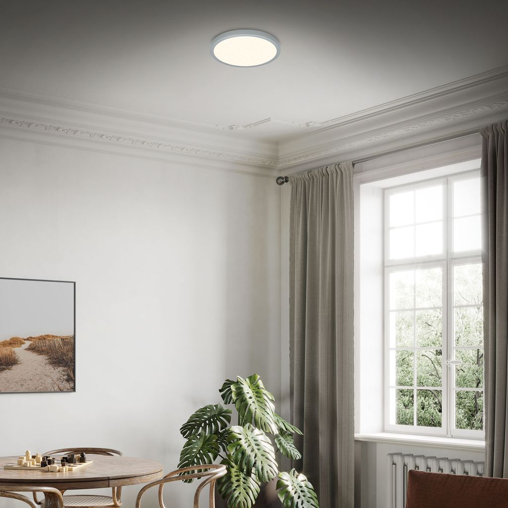 CCT LED surface-mounted luminaire Ø 38 cm, LED board, 22 W, 2900 lm, silver