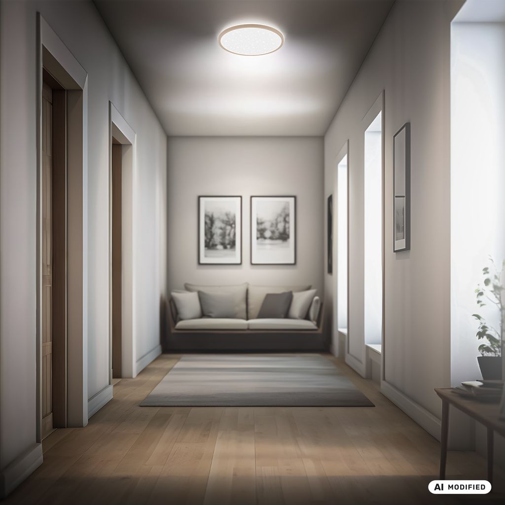 Slim LED Panel Ø29,3 cm - 18W, 2400lm, Sternenhimmel, Neutralweiß, Beige