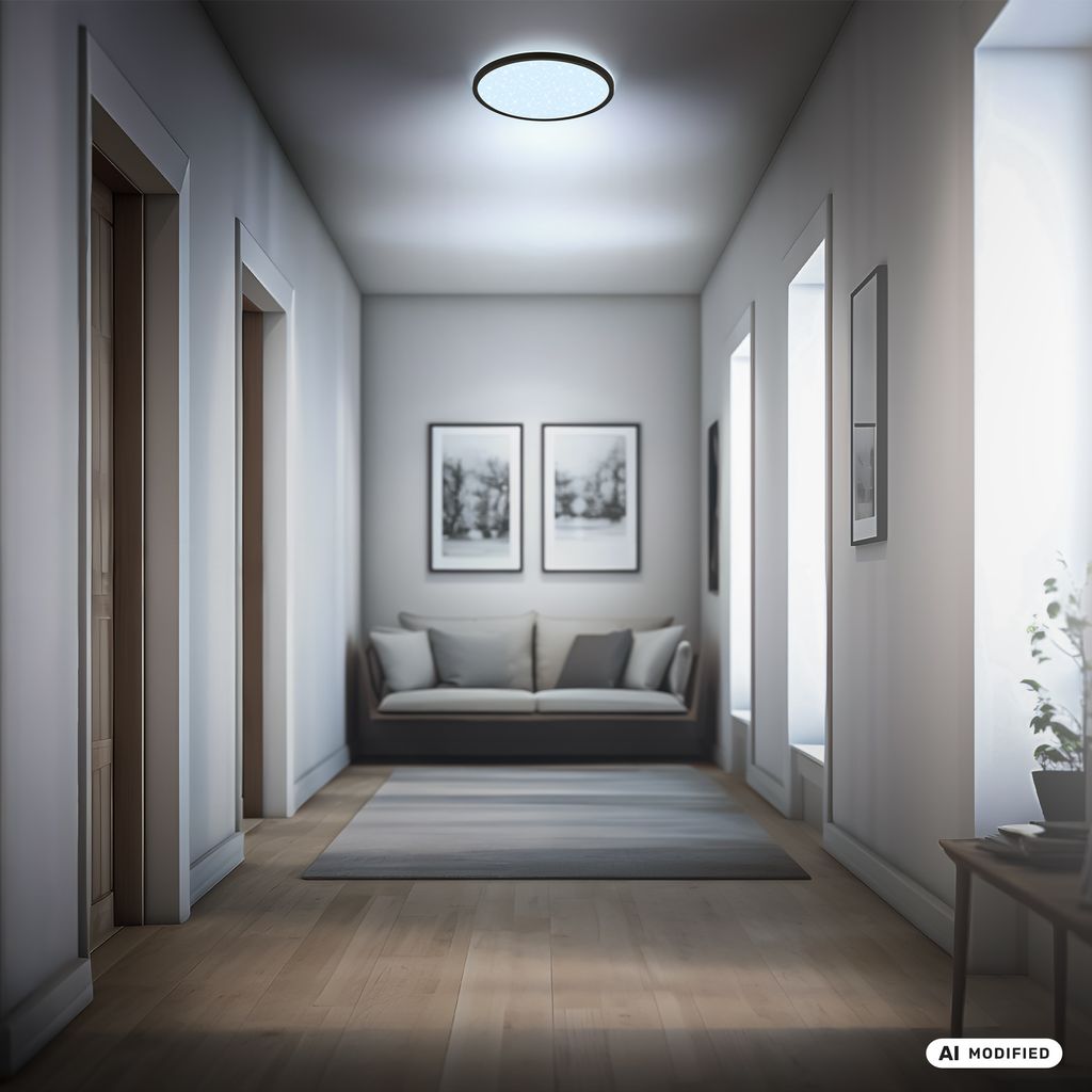 Slim LED Panel Ø29,3 cm - 18W, 2400lm, Fernbedienung, Dimmbar, CCT, Schwarz