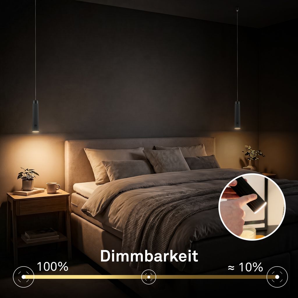 Hang Pendelleuchte - 3,5W, 280lm, Akku, LED, Höhenverstellbar, Schwarz