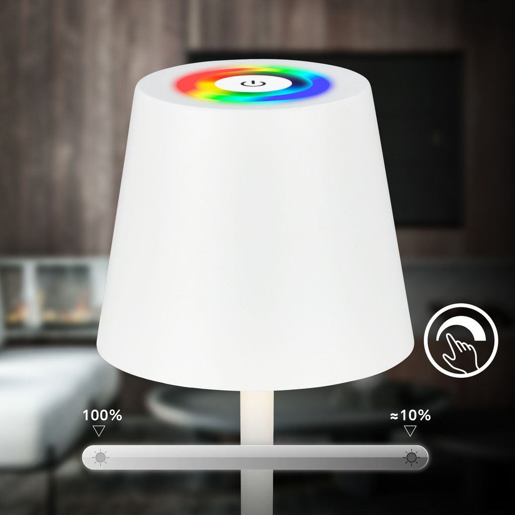 RGBW LED Tischleuchte kabellos IP44 Akku Tischlampe Ladestation Dimmbar Touch 4