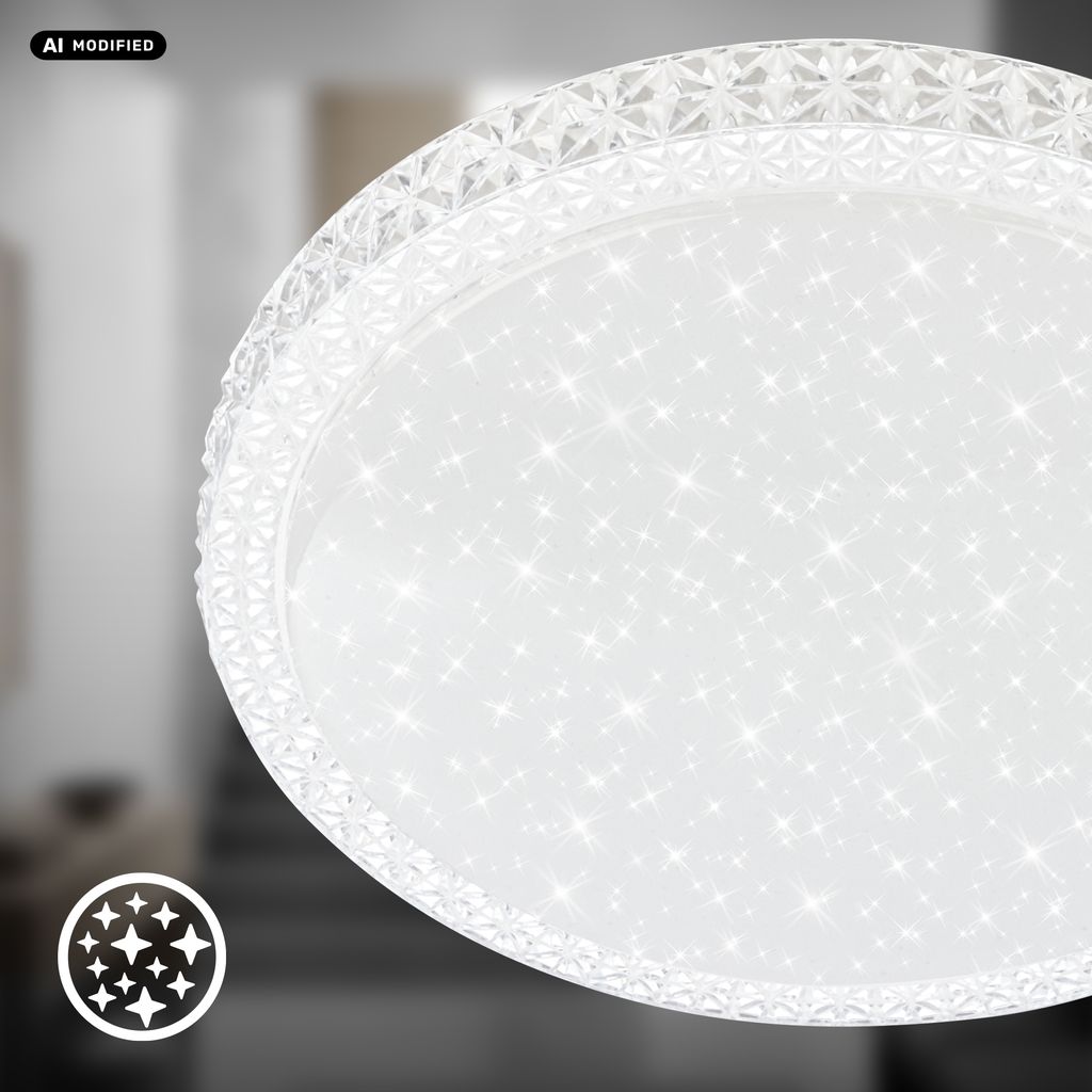 Astro Deckenleuchte Ø26,5 cm - 12W, 1400lm, LED, Sternenhimmel, Kristalloptik, Weiß
