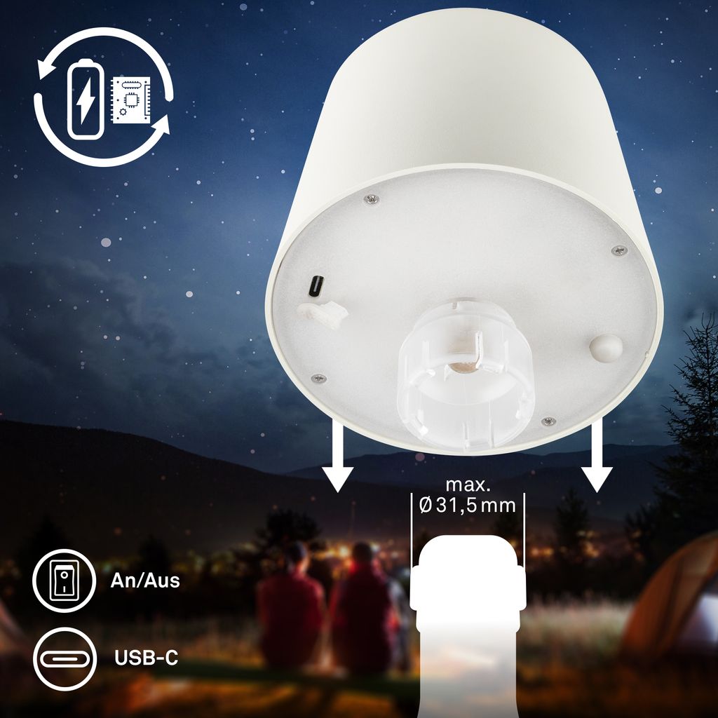 Bota Flaschenlampe - 1,8W, 120lm, Akku, LED, Dimmbar, Touch, Warmweiß, Altweiß