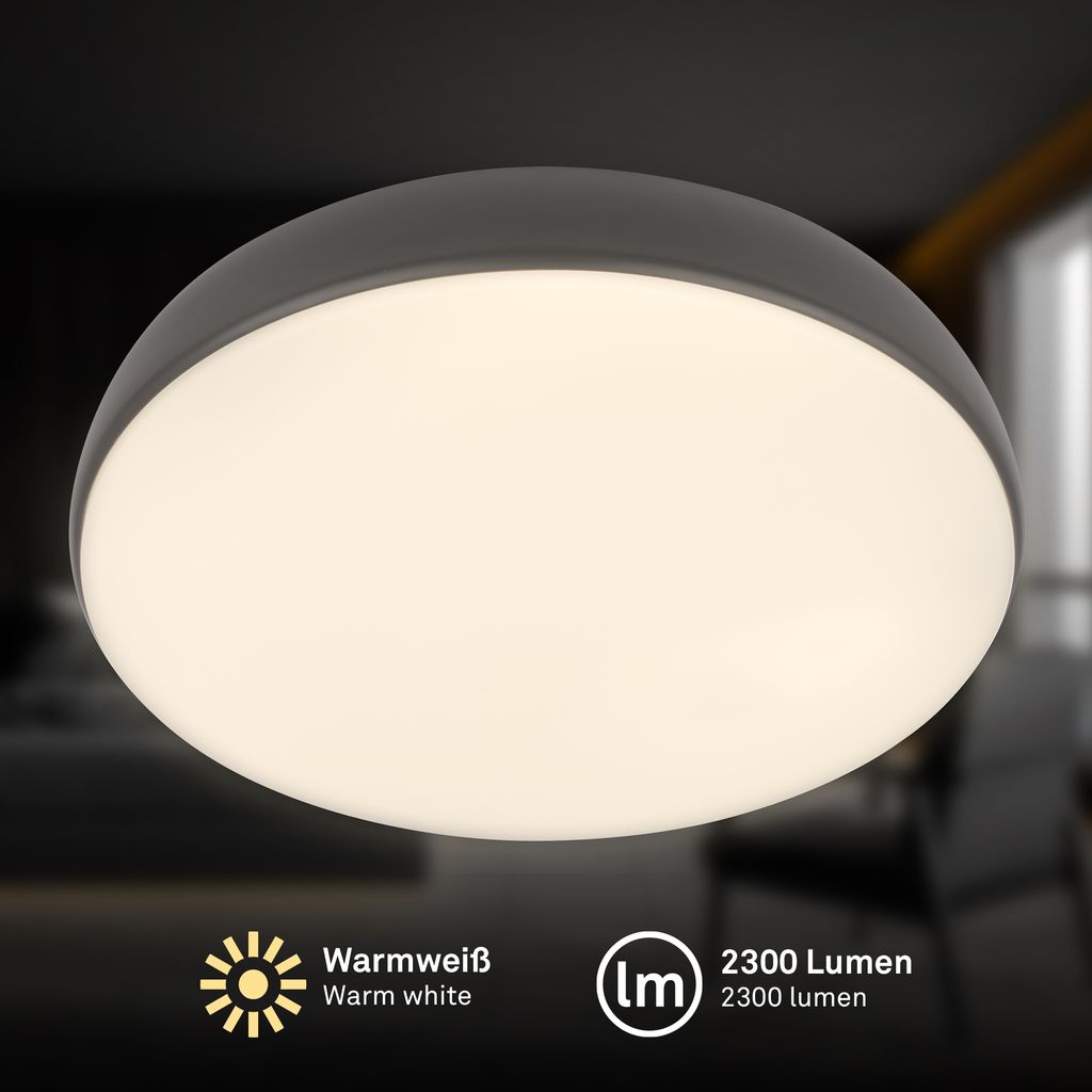 LED Ceiling Light Ø350mm, CCT Dimmable 2200–4000K, Remote, Anthracite