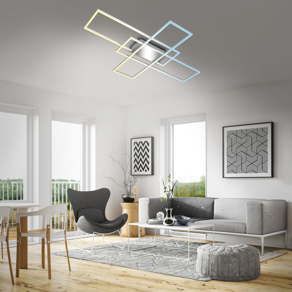 Roami LED Deckenlampe, Dimmbar, Fernbedienung, CCT Funktion, Chrom-Alu