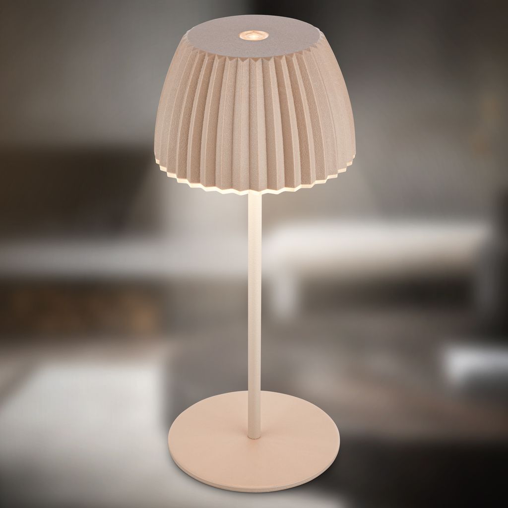 Riffle Mini 2er Set Tischlampe 20 cm - 1,5W, 150lm, Akku, LED, Dimmbar, Touch, German Design Award Winner 2025, Beige