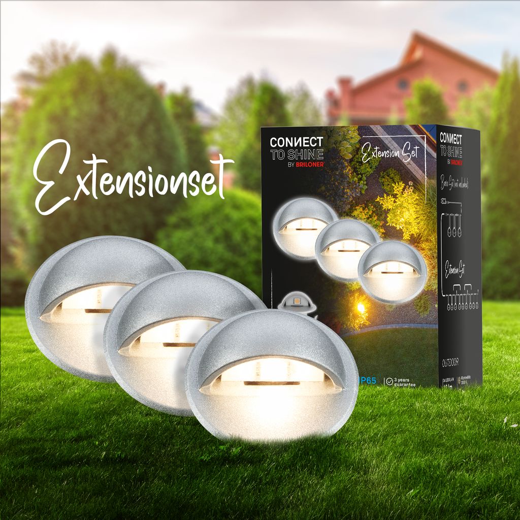 CONNECT TO SHINE Erweiterungsset Teak mit 3er Set LED Bodeneinbaustrahler, IP65