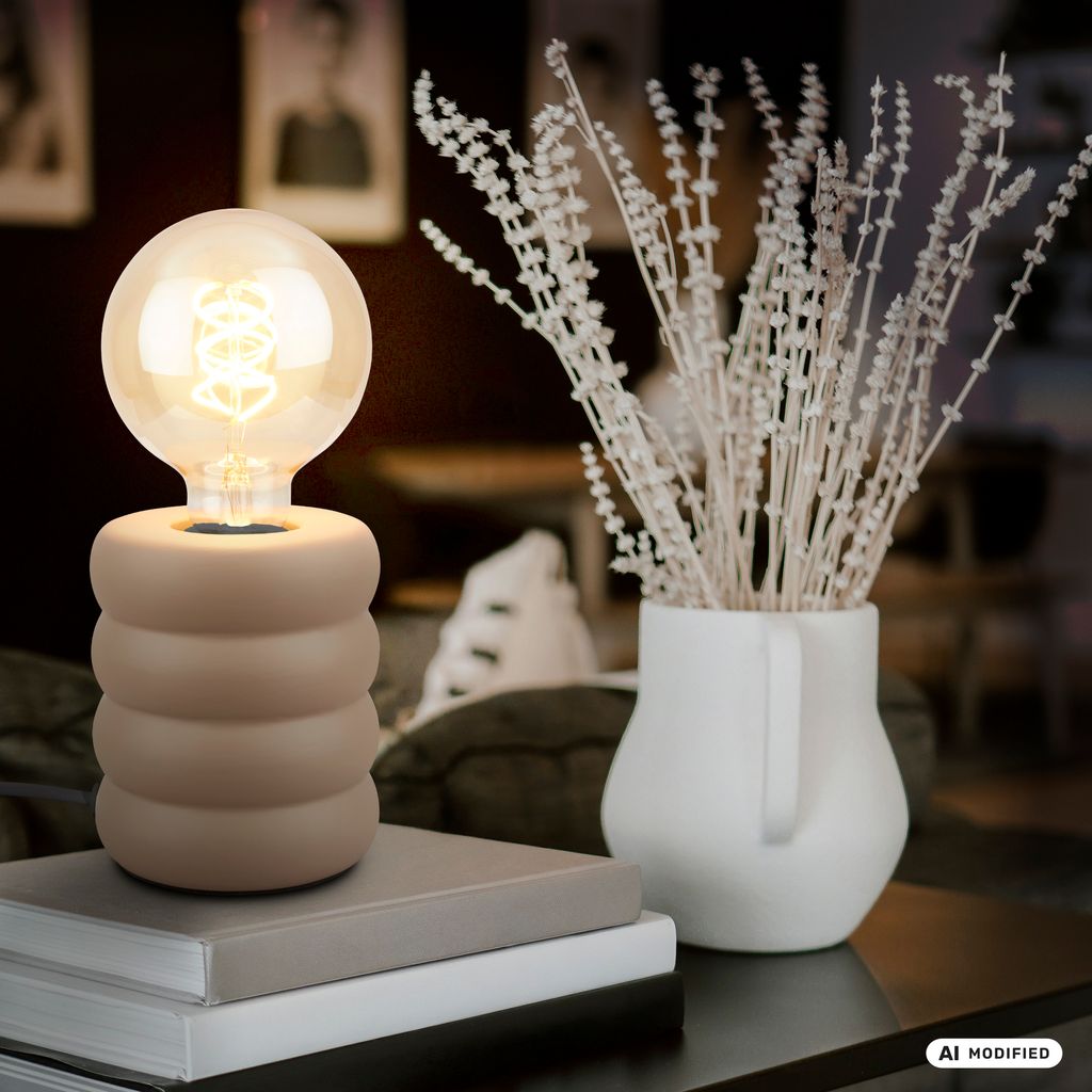 Foam Tischlampe - mit Schalter, Keramik, E27 Fassung, Macchiato
