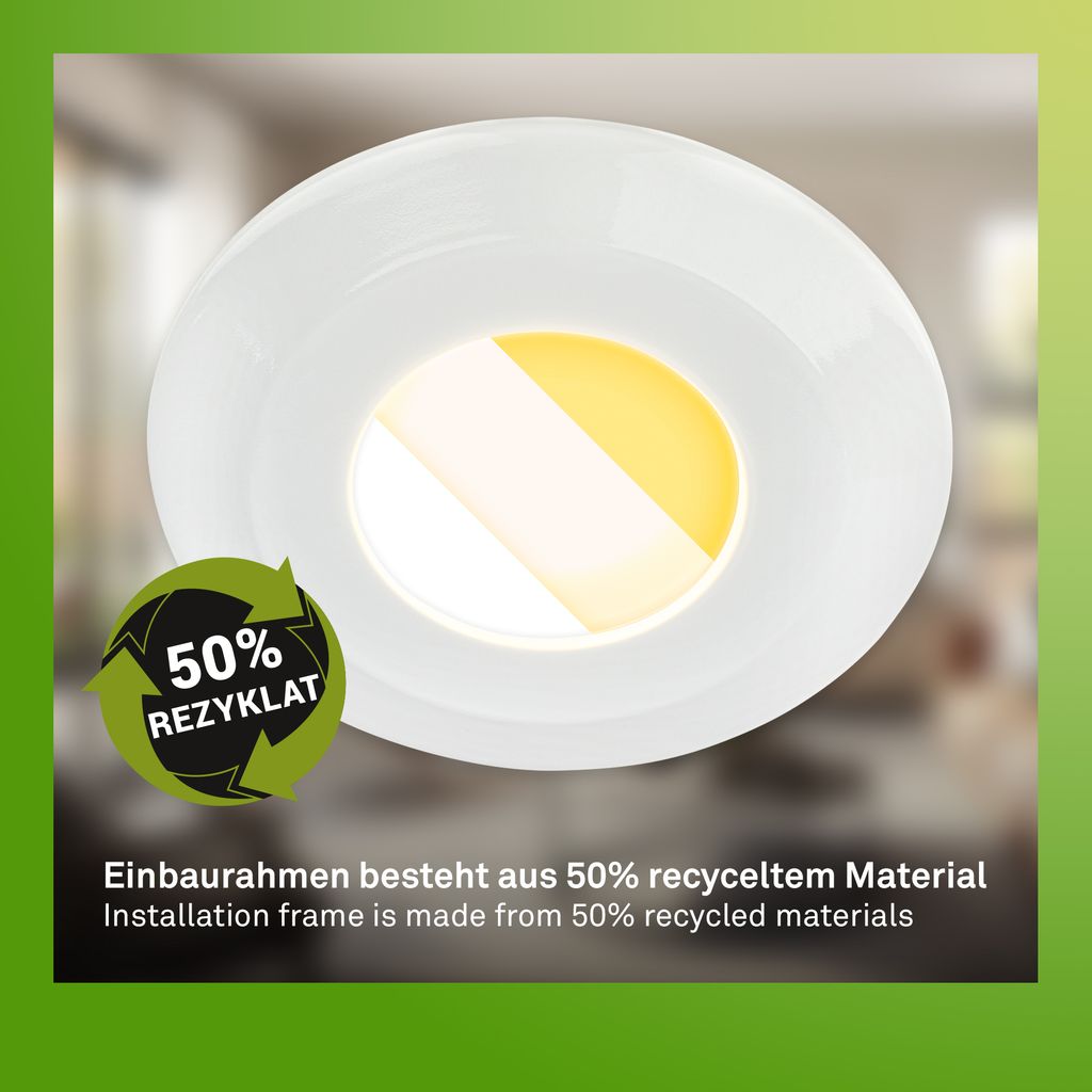 6er Set LED Bad Einbaustrahler Ø90 mm IP44, CTS, flach, 5W, 520 lm, 230V, Weiß