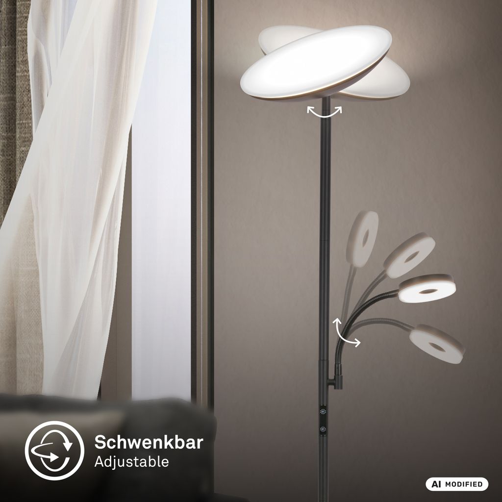 Sira Stehlampe - Dimmbar, LED, Lesearm, CCT, Schwarz