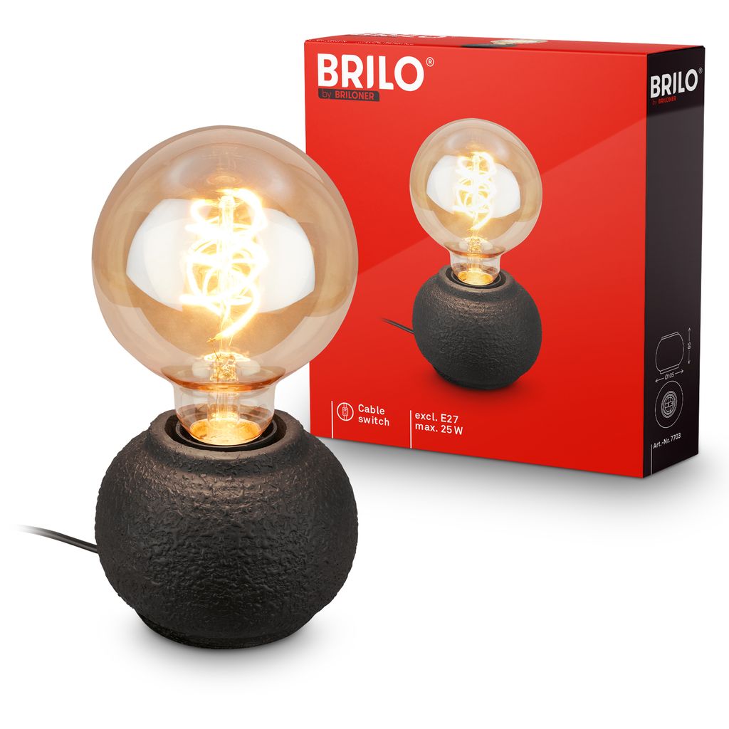 Amba Tischlampe - mit Schalter, Keramikfuß, E27 Fassung, Schwarz
