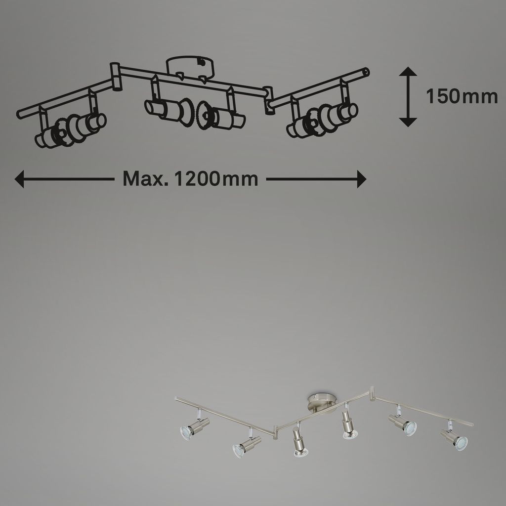 Spotlight 120 cm 6x GU10 18W 1680lm mat-nikkel