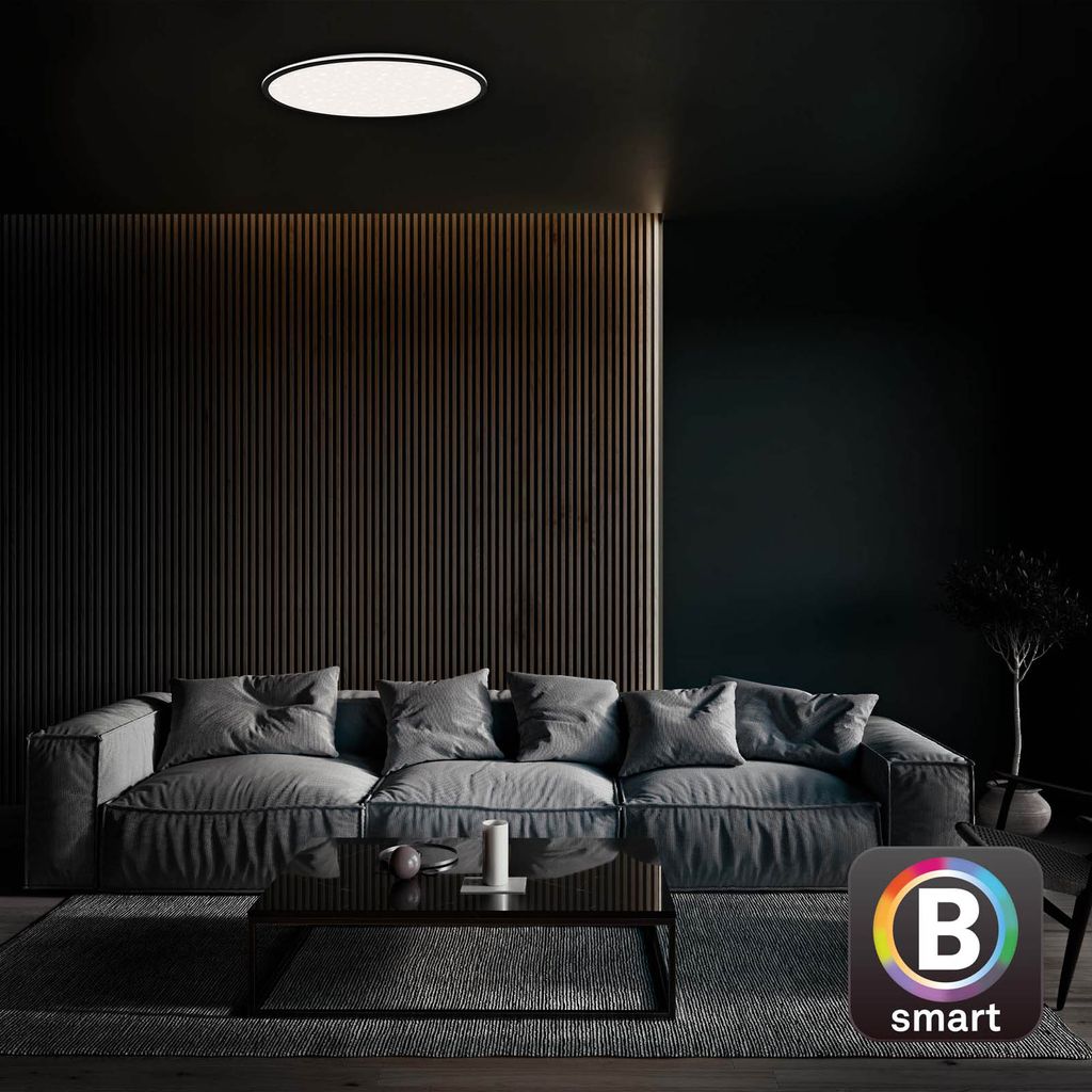 Sternenhimmel CCT LED Deckenleuchte, Ø 33,3 cm, 24 W, 2500 lm, Schwarz