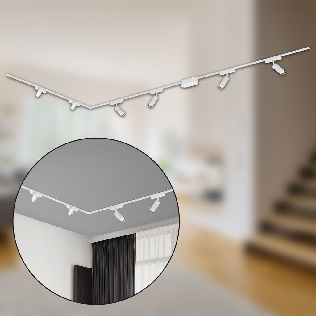Briloner Luxtrail Schienensystem, 4x LED Spots, 2x LED Tracklight, L-Form, Weiß