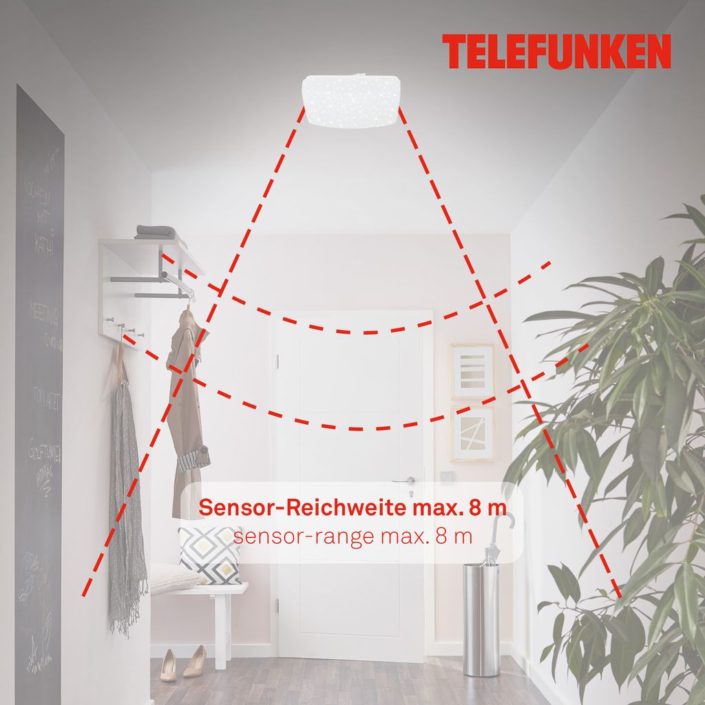 LED Deckenleuchte Sternenhimmel Sensor 12 W weiß Metall-Kunststoff Telefunken 5