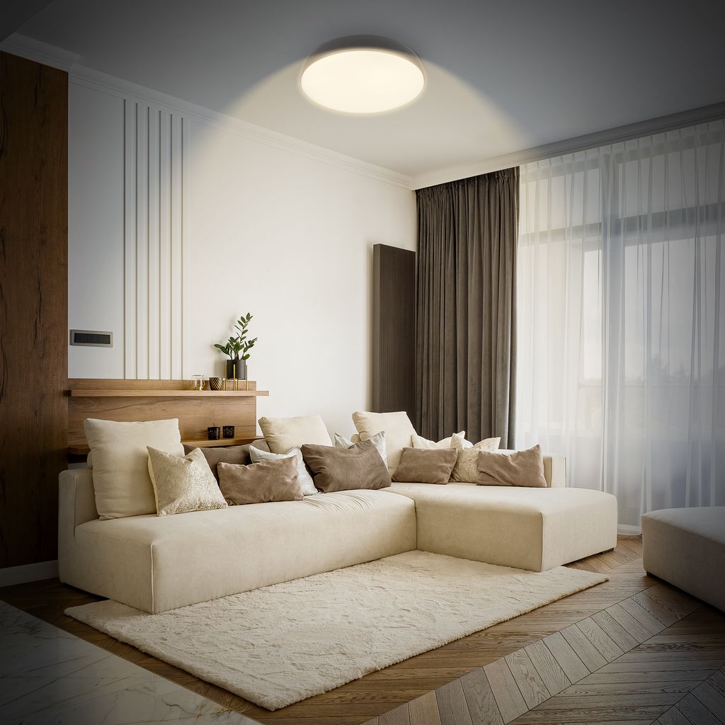 LED Ceiling Light Ø350mm, CCT Dimmable 2200–4000K, Remote, Anthracite