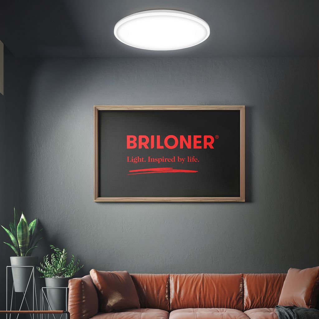 Briloner Pulup LED plafondlamp, traploos dimbaar, afstandsbediening, wit