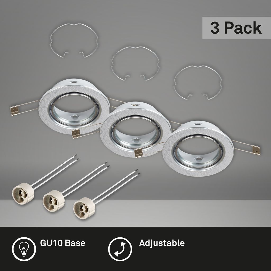 3er Set Einbauleuchte, Ø 8,6 cm, Alu