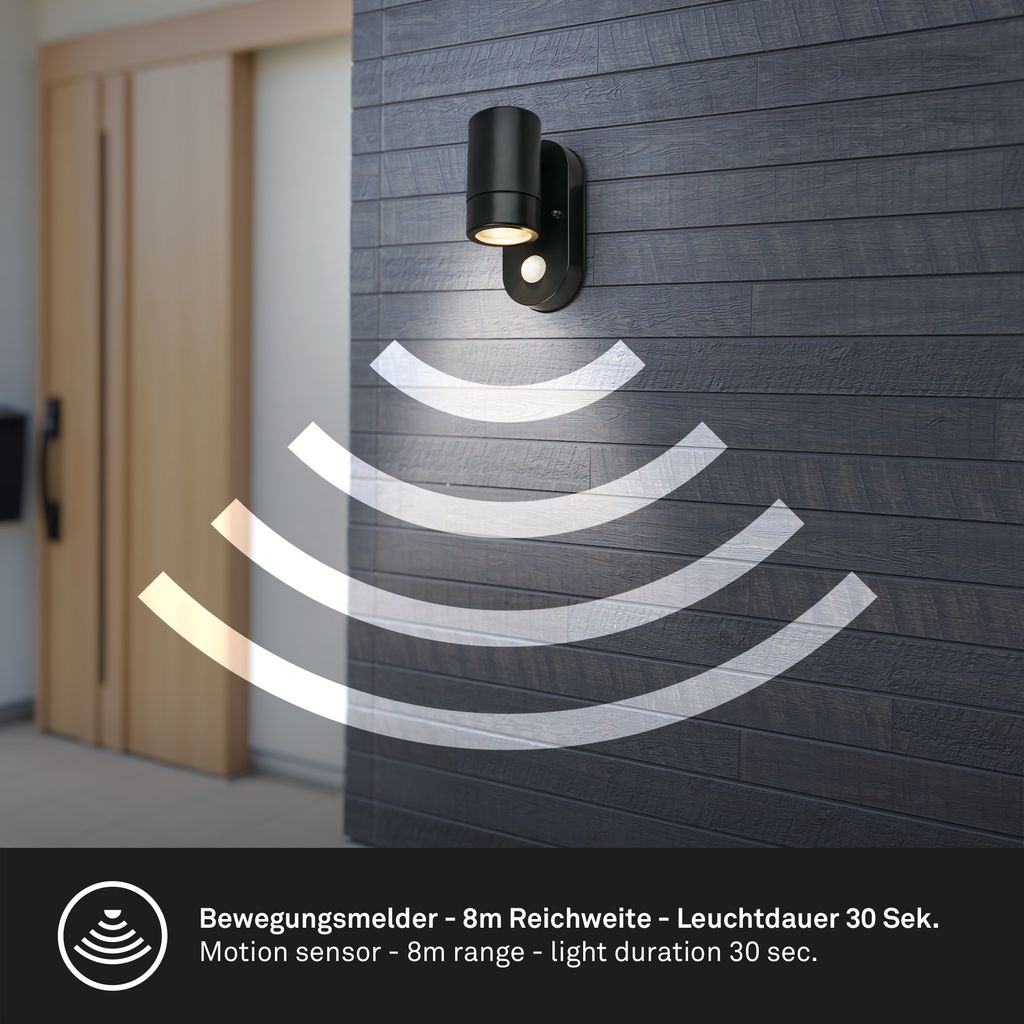 Briloner LED Wandlampe, Bewegungsmelder, Spritzwasser und Staubschutz