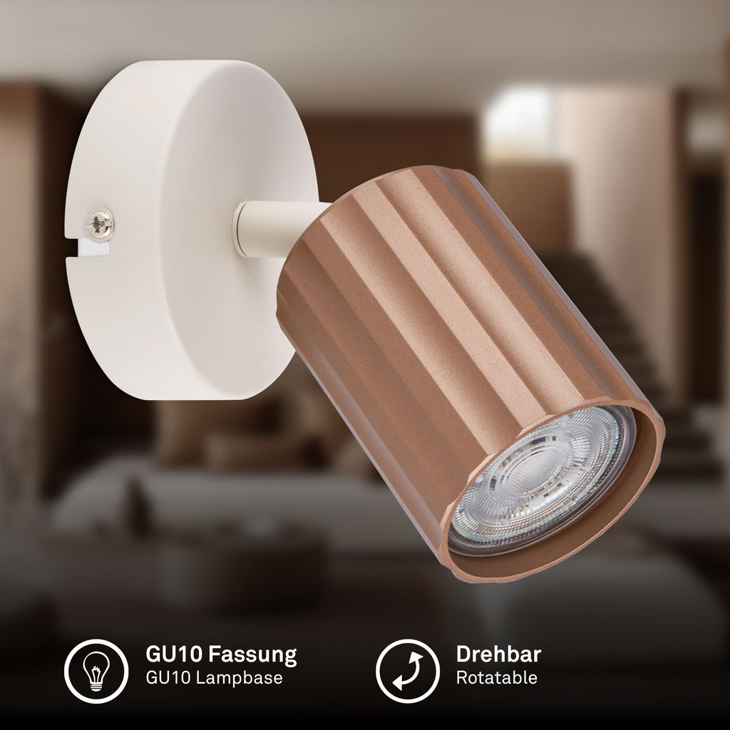 Adjustable GU10 Spot Light Coffee – Metal Housing, Wall/Ceiling Mount