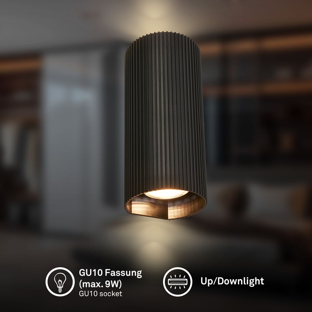 Ida Wandleuchte - Up/Downlight, GU10 Fassung, max. 9W, Schwarz