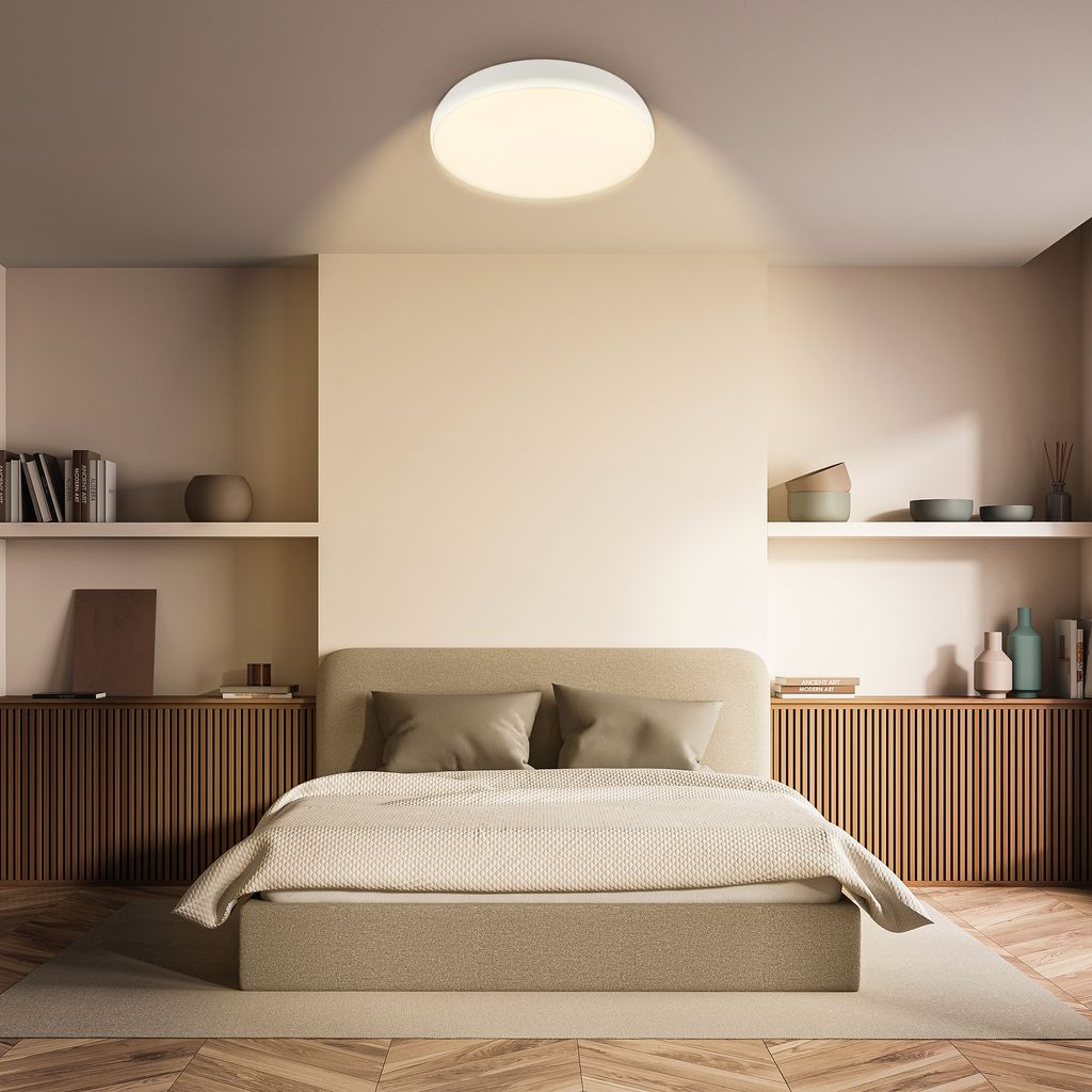 Nikan Deckenleuchte Ø28,5 cm - 22W, 2300lm, LED, Dimmbar, CCT, Fernbedienung, Weiß