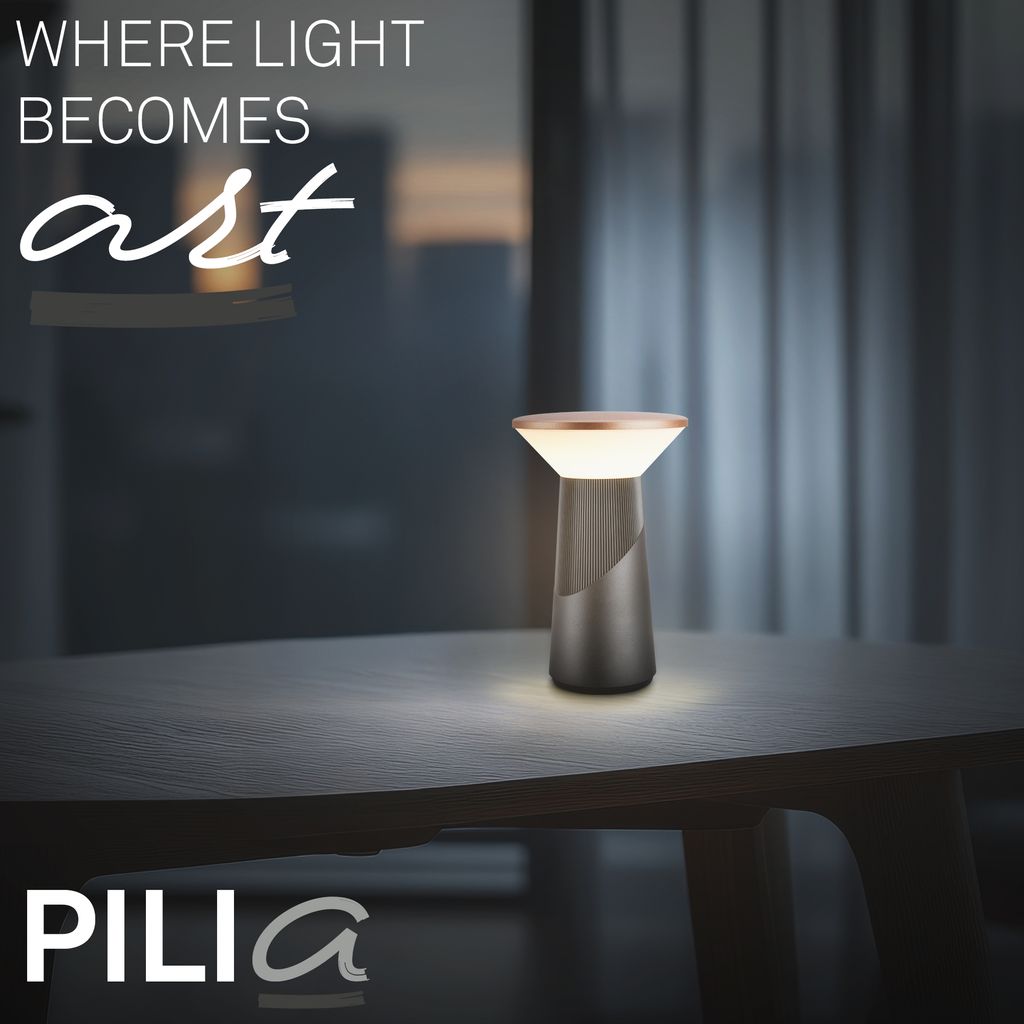 Pilia Table Lamp - 2.6W, 200lm, LED, Cordless, Dimmable, Touch, Anthracite Bronze