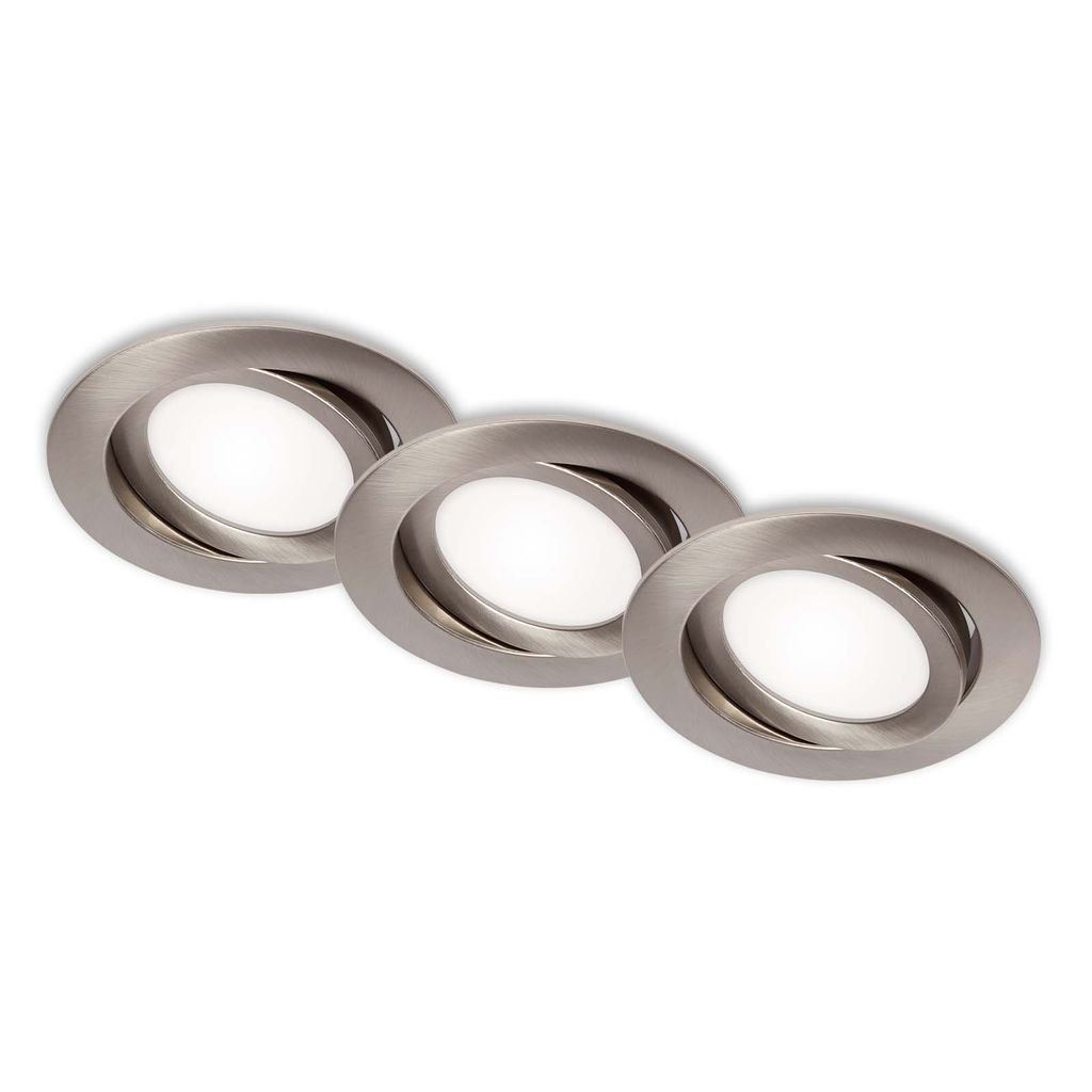 LED Einbauleuchten 3er Set schwenkbar IP23 7W silber Kunststoff Briloner 0