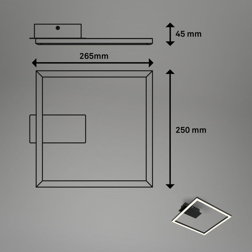 LED Deckenleuchte, 26,5 cm, 14W, 400lm, schwarz