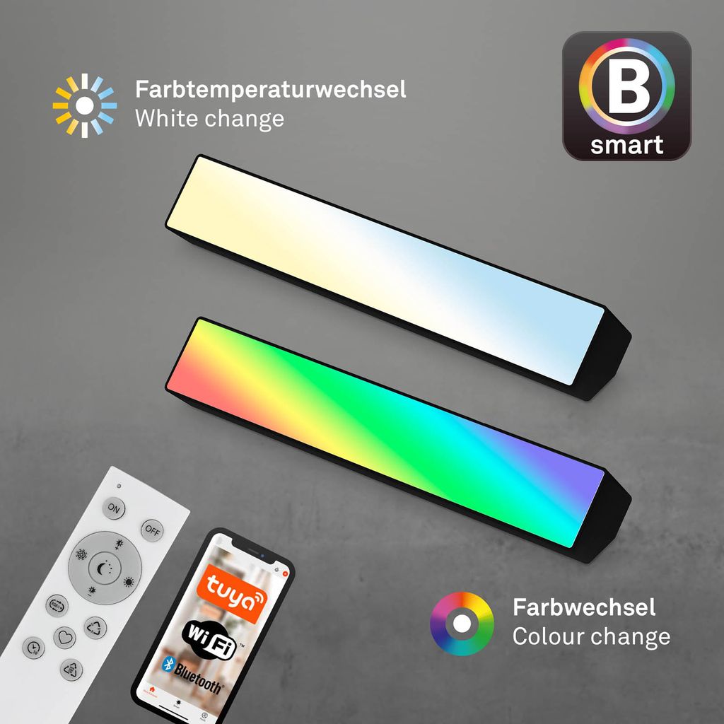 LED RVB applique murale connectée 25,5 cm 9W 850lm noir