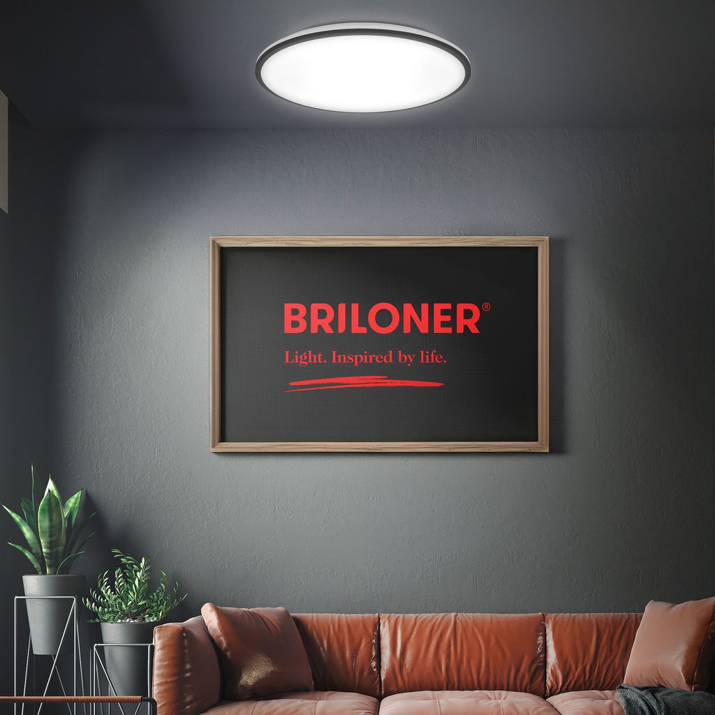 Briloner Pulup LED plafondlamp, traploos dimbaar, afstandsbediening, zwart