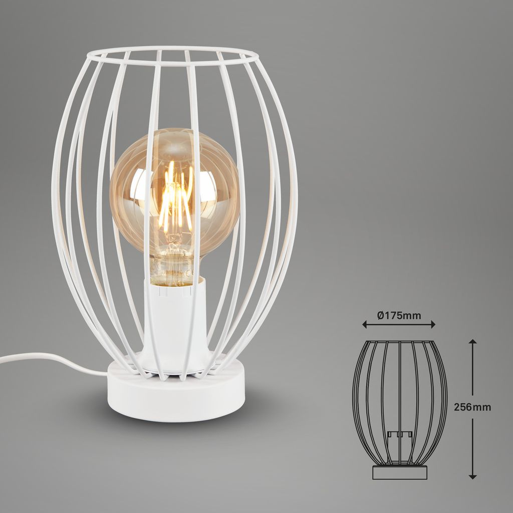 Tischleuchte, 25,6 cm, max. 25 W, Weiß