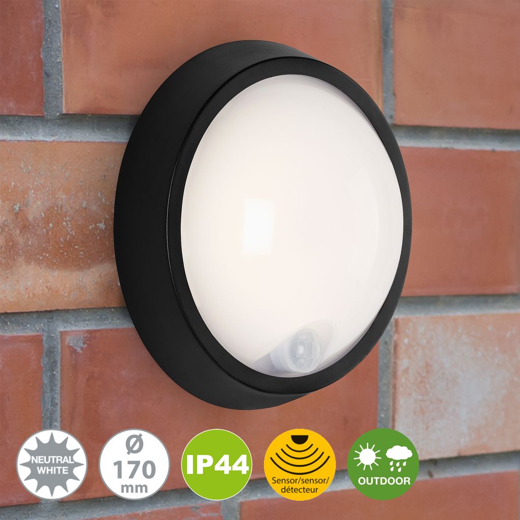 SENSOR LED Außenleuchte, Ø 17 cm, 12 W, Schwarz