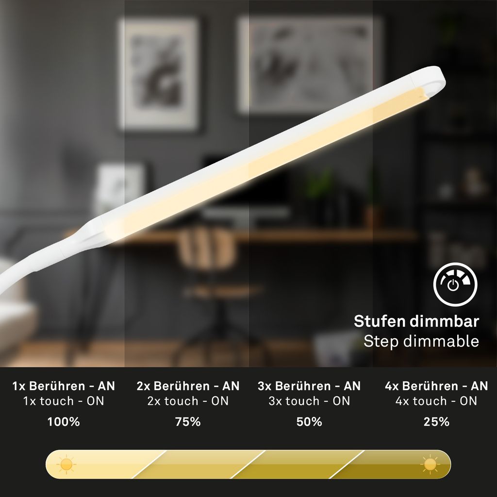 LED Tischleuchte, 37 cm, Memory, 6W, 600lm weiß
