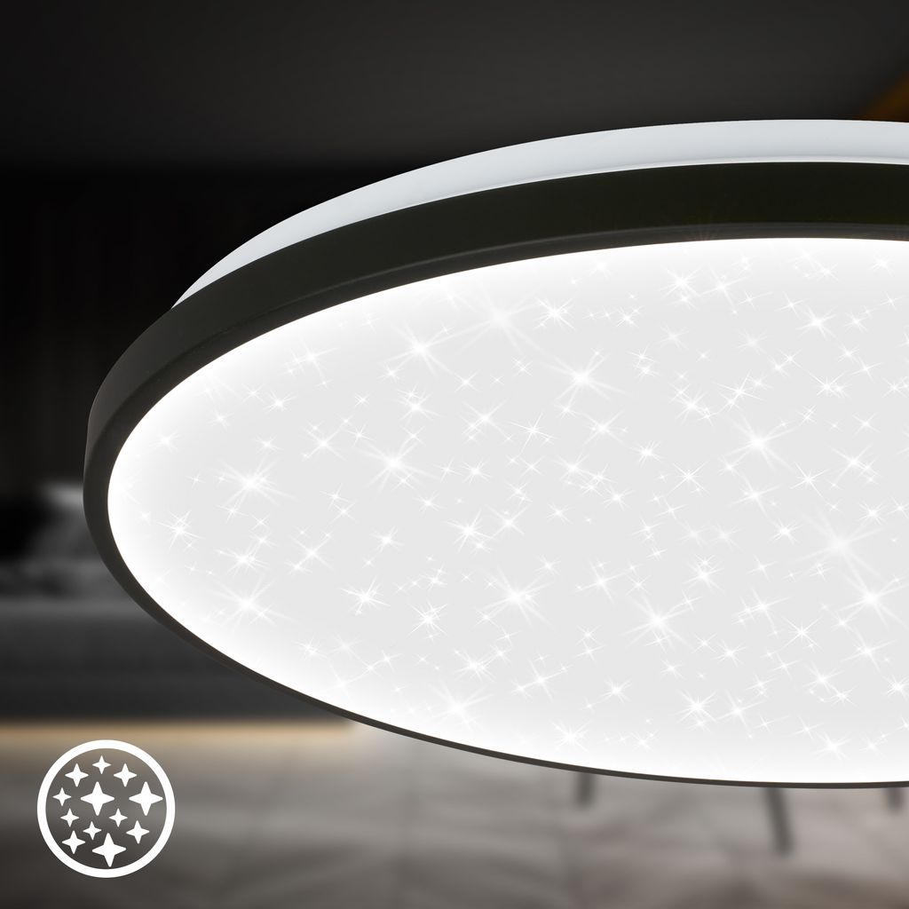 Luxion Deckenleuchte Ø48 cm - 60W, 8000lm, LED, Sternenhimmel, Dimmbar, Schwarz