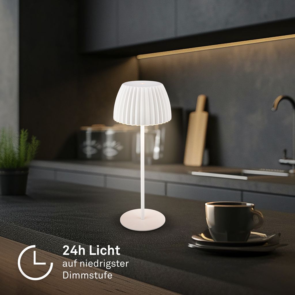 Riffle Rechargeable Table Lamp 36,5 cm - 2W, 200lm, Cordless, LED, Dimmable, Touch, German Design Award Winner 2025, White