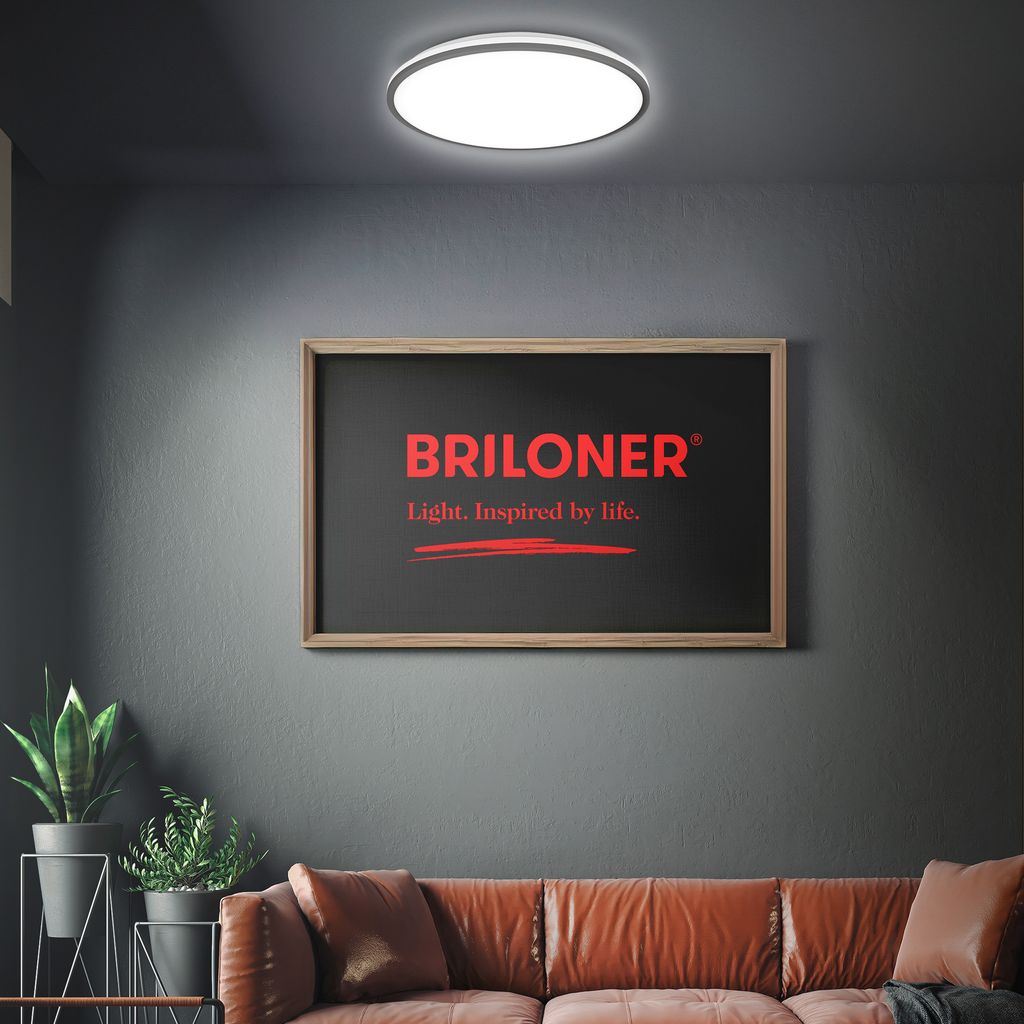 Briloner Pulup LED Deckenlampe, Dimmbar, Fernbedienung, Schwarz