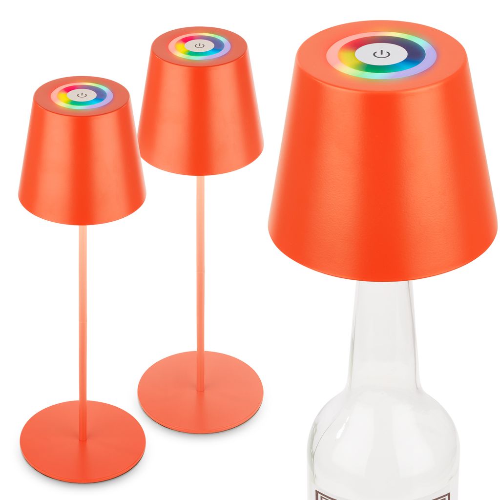 Calida Tischlampe - 2,5W, 200lm, Akku, LED, Dimmbar, RGBW, Flaschenaufsatz, Orange