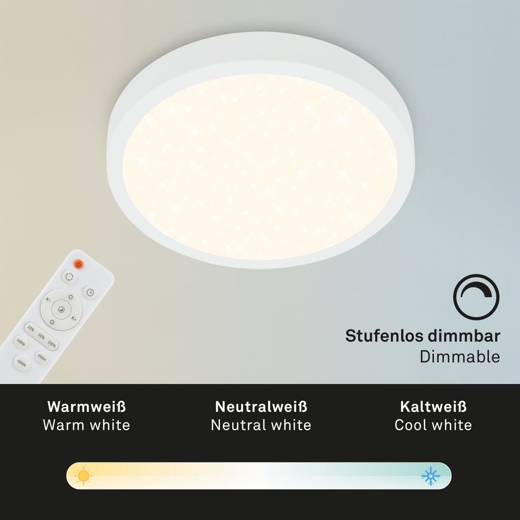 CCT LED surface-mounted luminaire Ø 28 cm, LED board, 18 W, 2000 lm, white