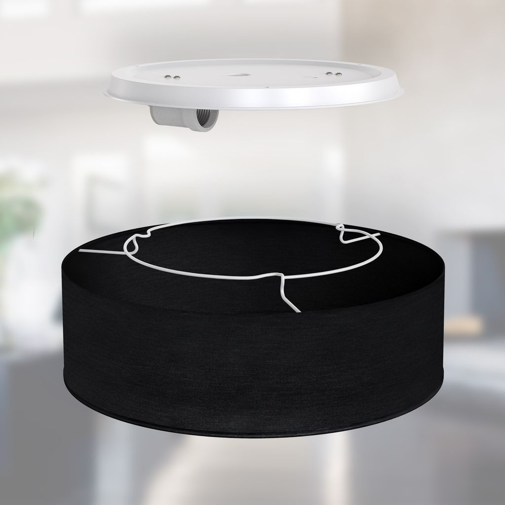 B.K.Licht Ceiling Lamp Shade, Ø11,8in, Black Fabric, E27 Socket, Bulb not Included, Flush Mount Ceiling Fitting, Modern Light Fitting for Bedroom, Living Room, Dining Area, IP20