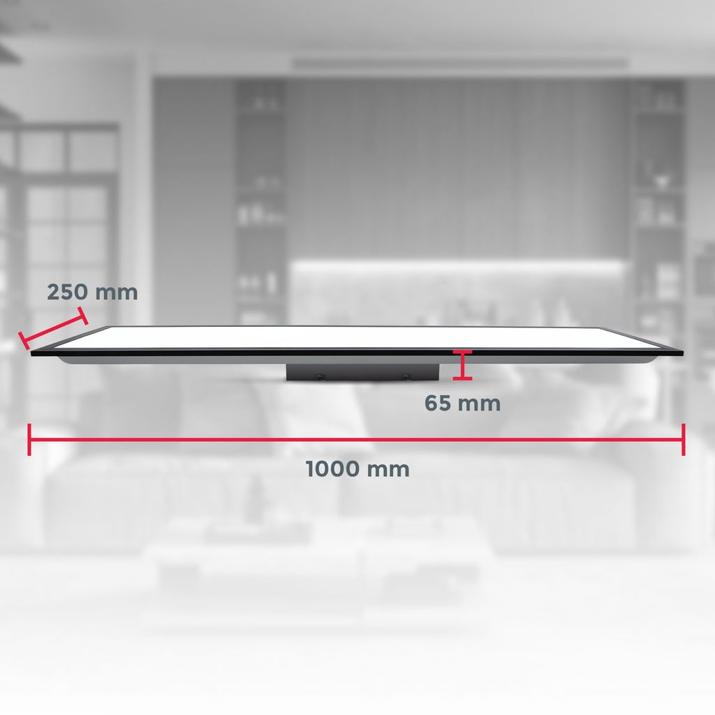 LED Panel 100x25 cm - 22W, 2300lm, flach, neutralweiß, schwarz