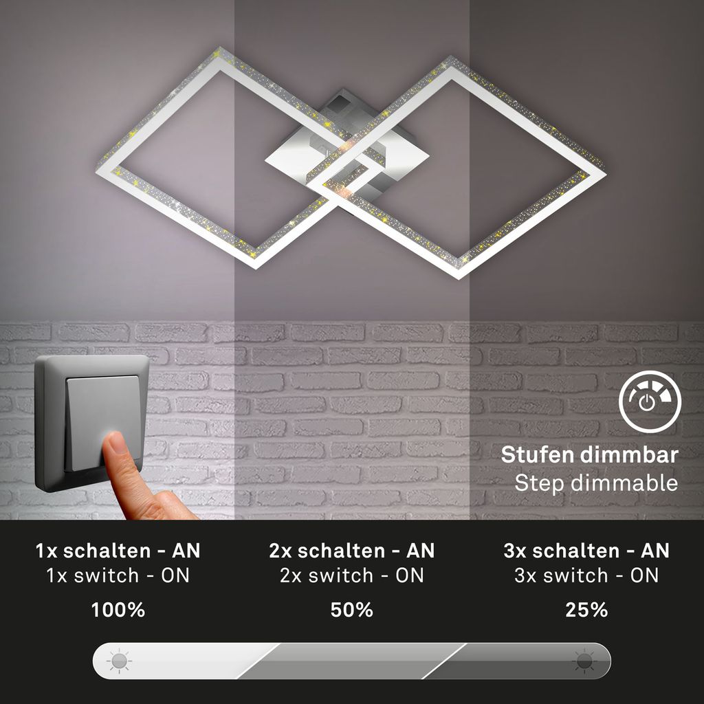 LED Deckenleuchte, 52 cm, LED-Platine  20 W, 2000 lm, alu-chrom